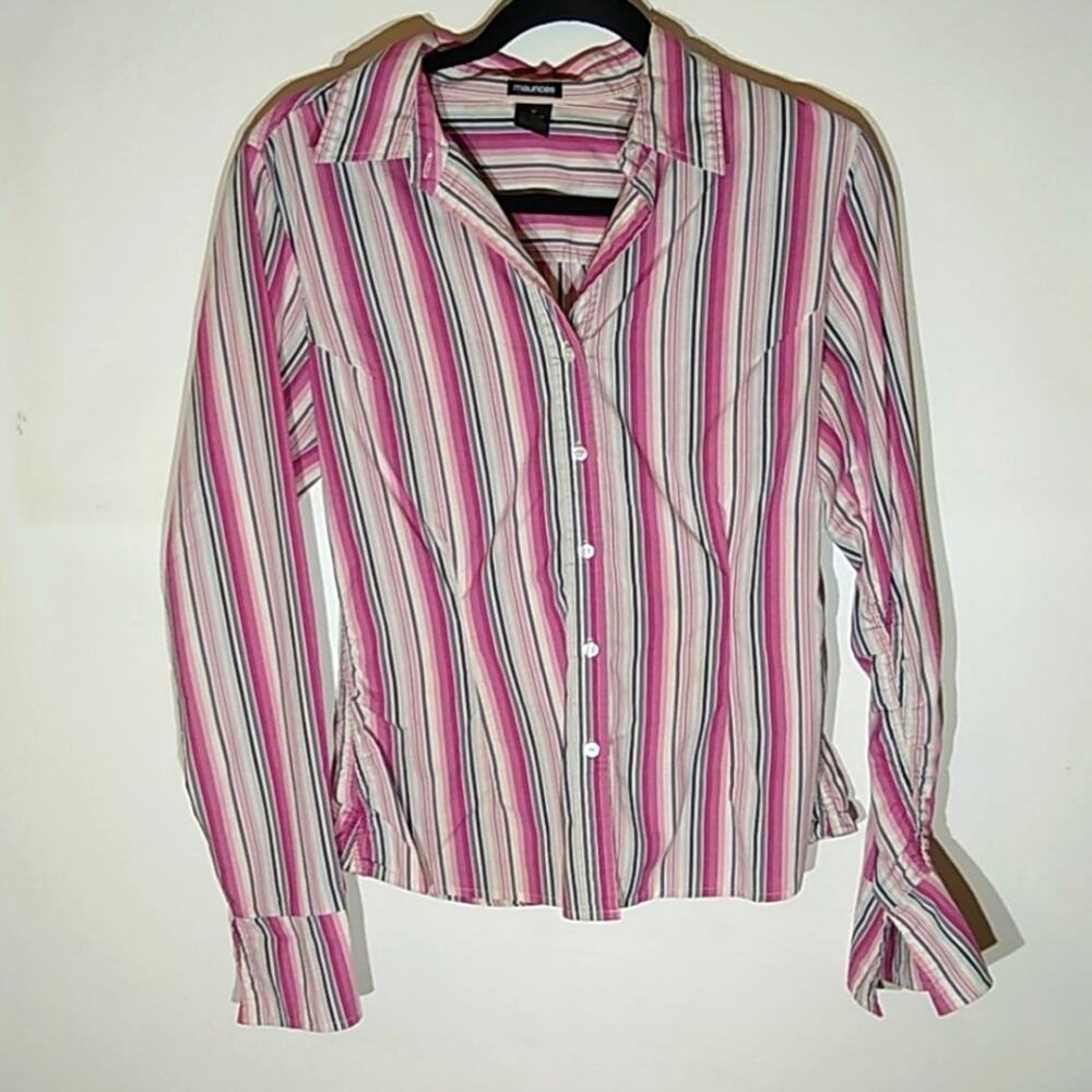 Maurice long sleeve striped blouse. Size M Career